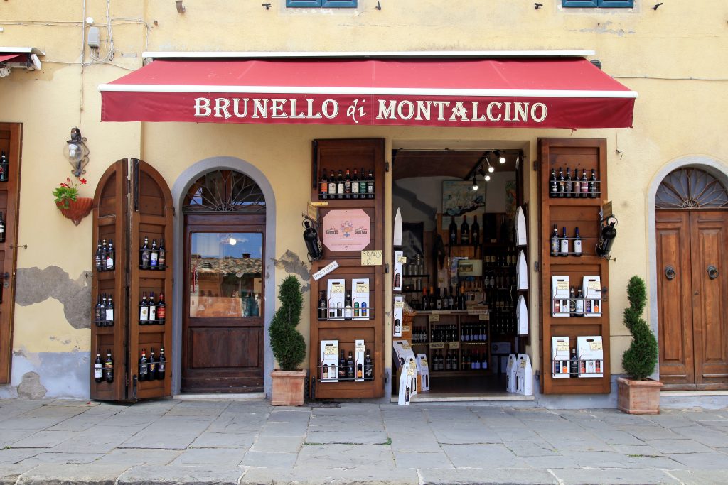 Een wijnwinkel in Montalcino